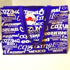 ``P456 Cozumel Red Hat Tote. Purple & White